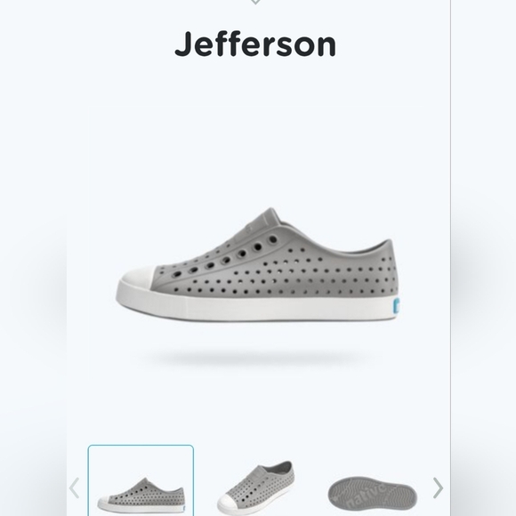 NATIVE JEFFERSON SHOES. PIGEON GREY/ SHELL WHITE. SIZE WOMEN'S 9 MEN'S 7. - Picture 1 of 10